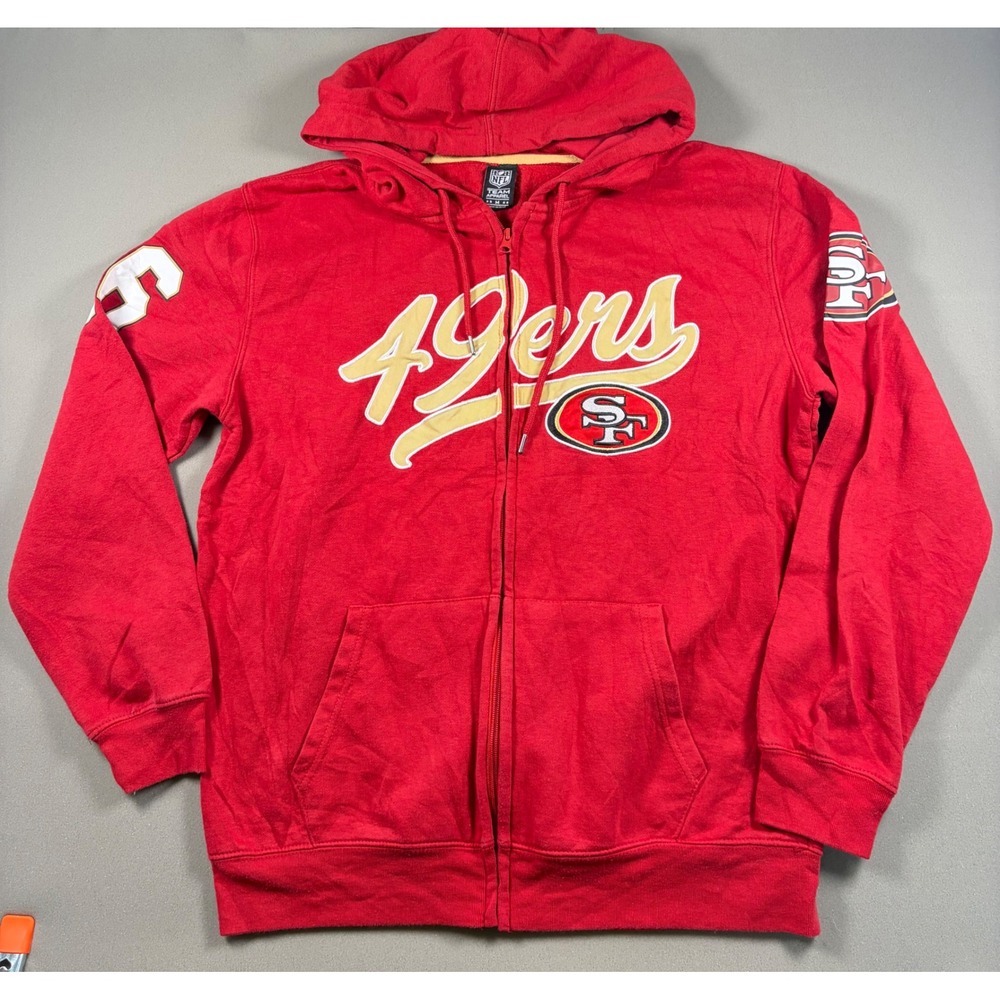 San Francisco 49ers NFL Team Apparel Red Full Zip Hoodie Sweatshirt Mens Medium